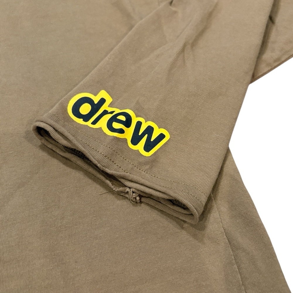 Drew House Mens Top T-Shirt Tan Long Sleeve Logo Justin Bieber Sz. S - Picture 2 of 5